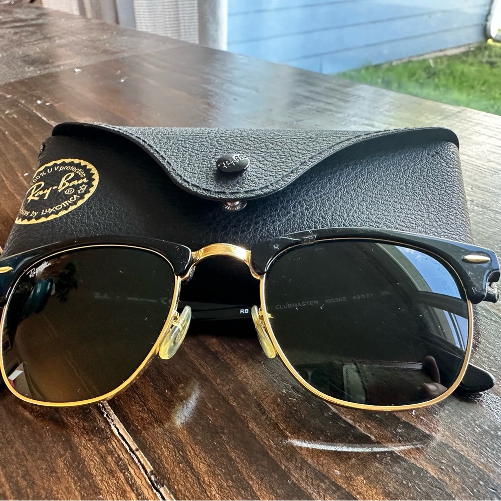 Ray-Ban Club Master Black and Gold Sunglasses